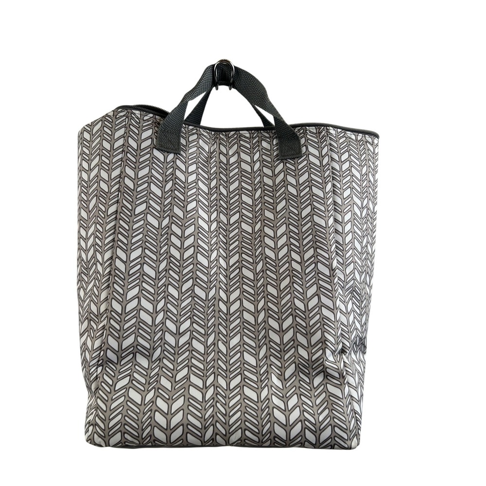Thirty-One Thermal Tote OS Grey White Geometric Leak Lock Insulated Bag Unisex